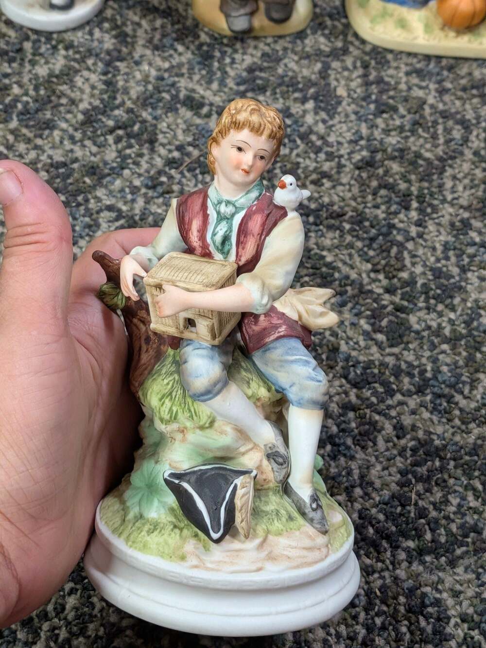 Andrea by Sadek Porcelain Figurine Young Boy with Bird and Birdhouse #7977